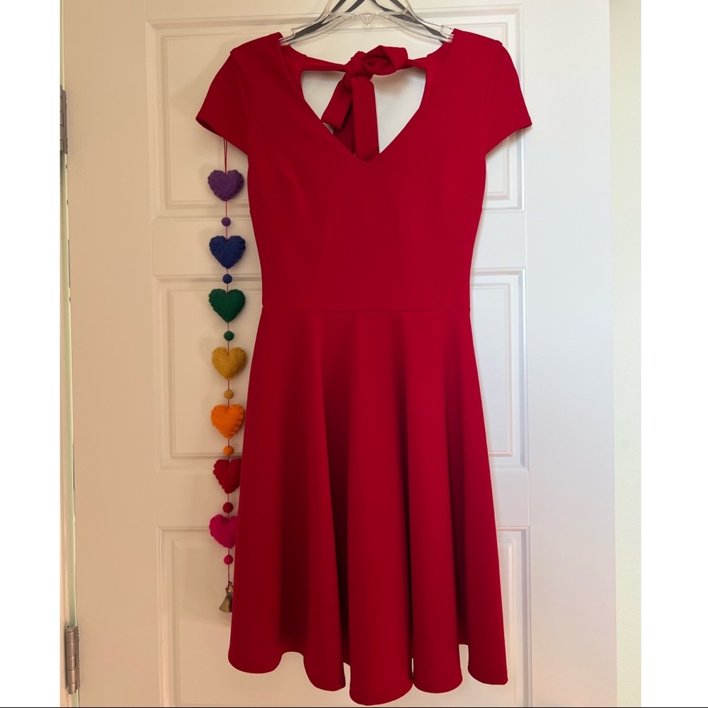 B Darlin • Red S/S with bow back detail dress • Size 1/2 • Used once!